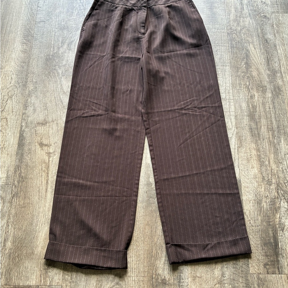 Norton McNaughton Dark Brown Pinstripe Dress Pants